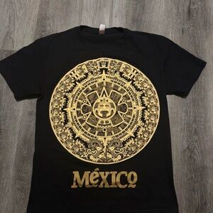 Mexico Aztec Calendar Men’s Shirt Size Medium Black NEW